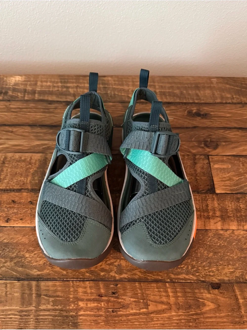 Chaco Men's Odyssey Sport Slip-On Athletic Sandals in Teal and Gray